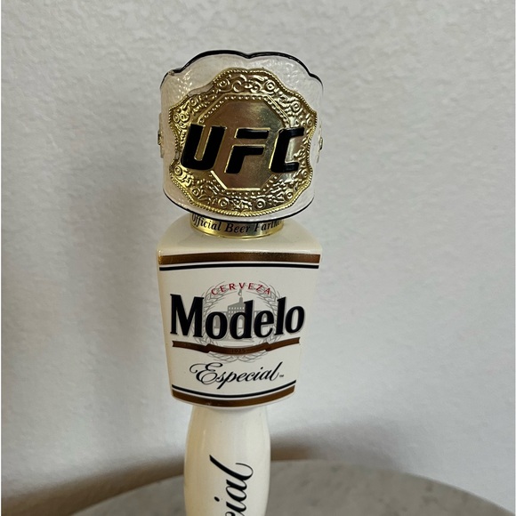 MODELO ESPECIAL UFC DRAFT BEER BAR TAP HANDLE WHITE GOLD MMA MANCAVE 13" - Picture 2 of 6